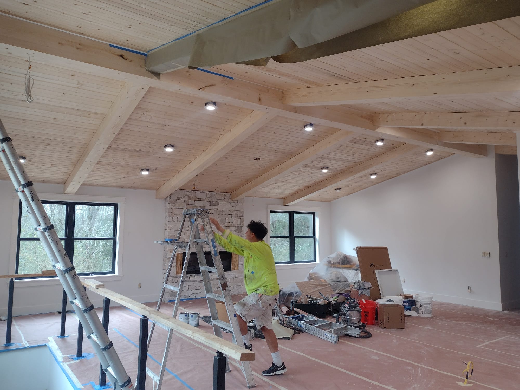 Interior painting in Nashville — exposed beam ceiling